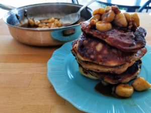 stack of banana walnut pancakes