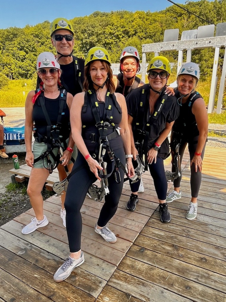 getting ready for aerial activities at Camp Fortune